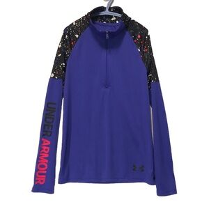 Under Armour Heat Gear Fitted Quarter Zip Long Sleeve Pullover Y L Purple c.2018